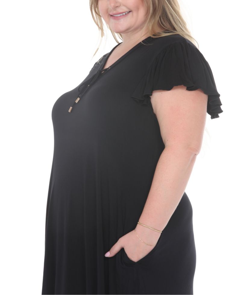 Plus Size V-Neck Tie-Front Shift Dress