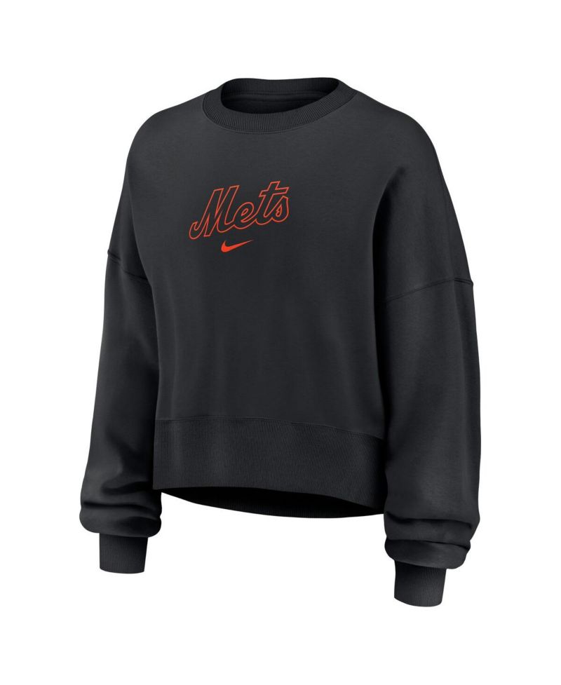 Women's Black New York Mets Oversized Primetime Sweatshirt