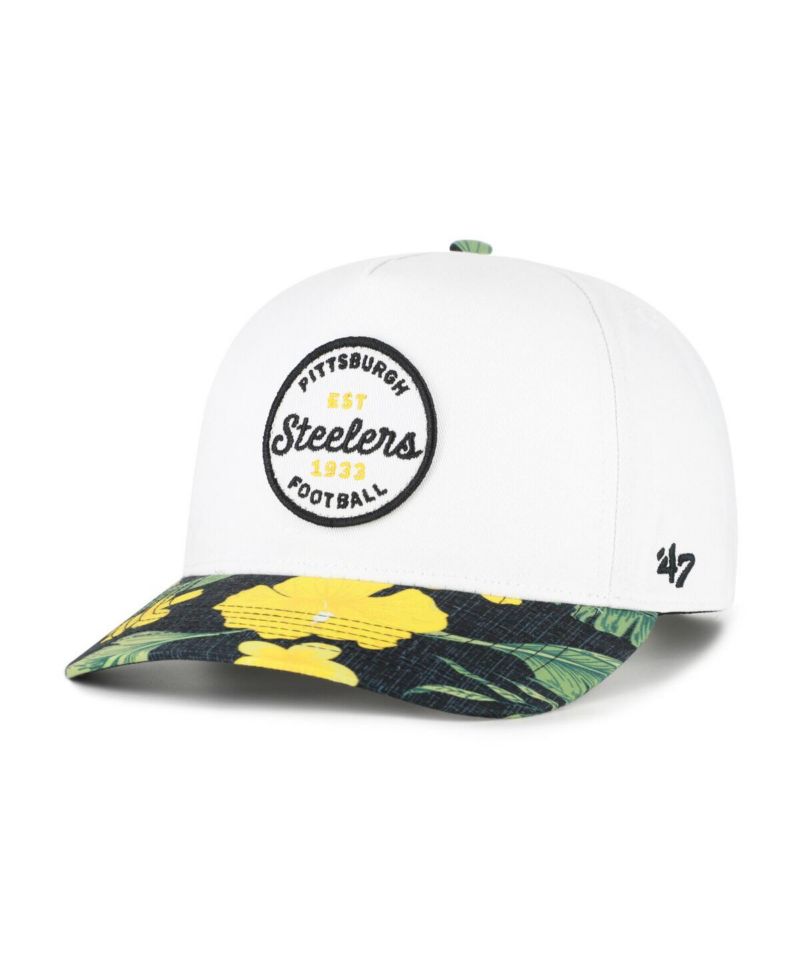 Men's White/Black Pittsburgh Steelers Beach Side Hitch Adjustable Hat