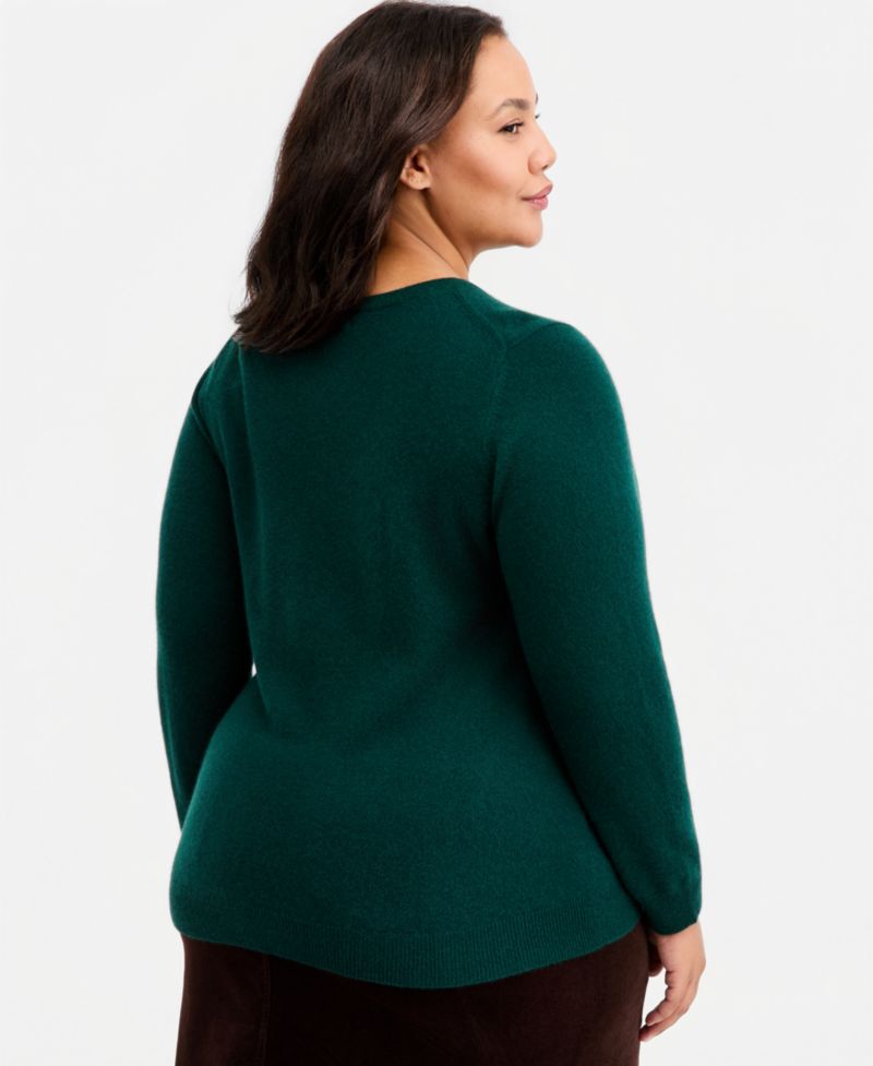 100% Cashmere Women's Petite Long-Sleeve Crewneck Sweater