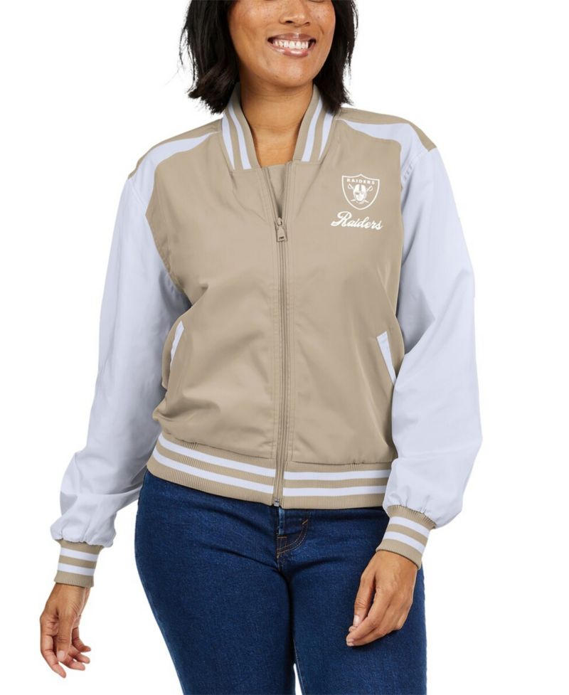 Women's Tan Las Vegas Raiders Tonal Full-Zip Bomber Jacket