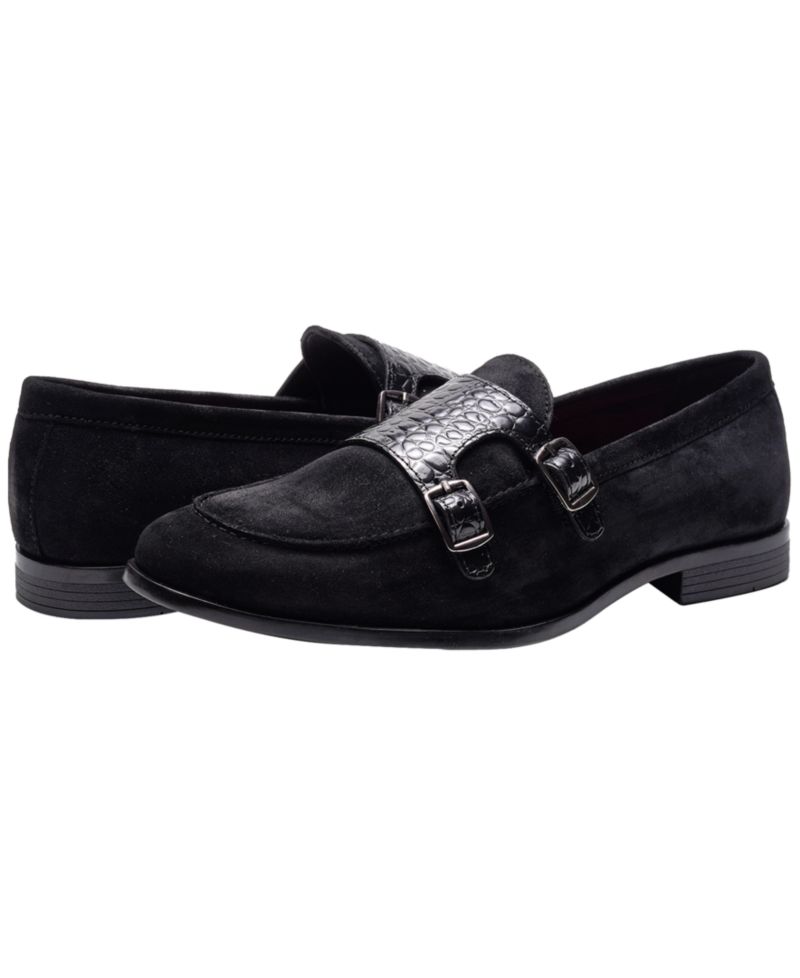 Men's Virtuoso Twin Buckle Strap Round-Toe Loafers