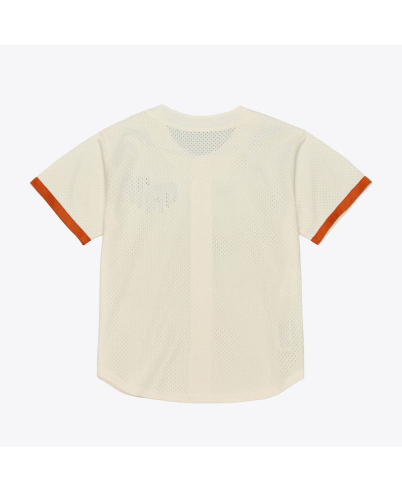 Men's Mitchell Ness Cream Texas Longhorns Mesh Button-Up Batting Practice Baseball Jersey