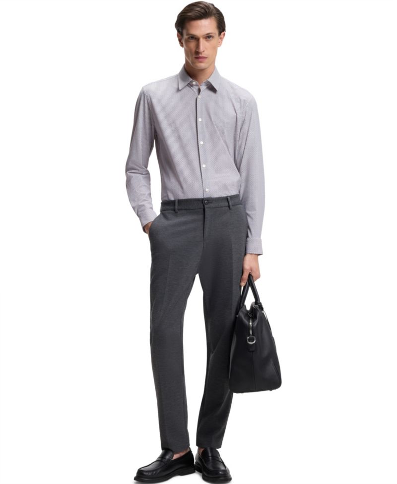 Men's Printed Performance-Stretch Jersey Slim-Fit Dress Shirt