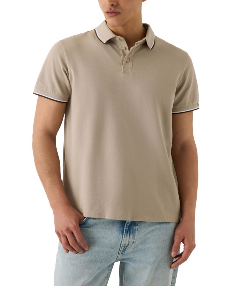 Men's Piqu&eacute; Cuff Short-Sleeve Polo Shirt