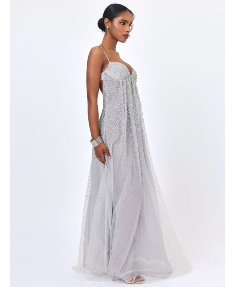 Women's Wallie Backless Rhinestone-Embellished Sweetheart Gown