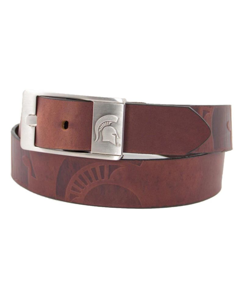 Men's Michigan State Spartans Brandish Leather Belt - Brown