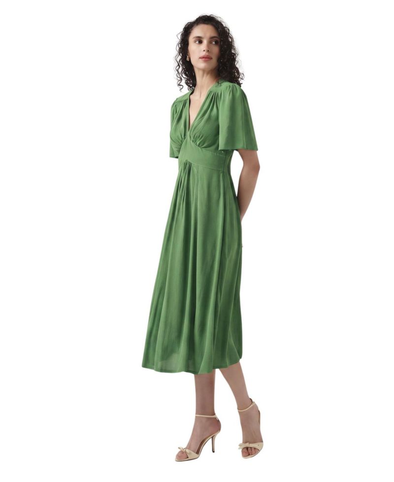 Women's Rosalie Angel Sleeve V-Neck Midi Dress