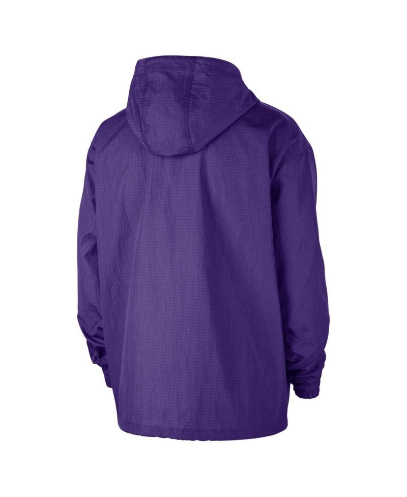 Men's Purple Los Angeles Lakers Courtside Premium Club Anorak Quarter-Zip Pullover Hoodie