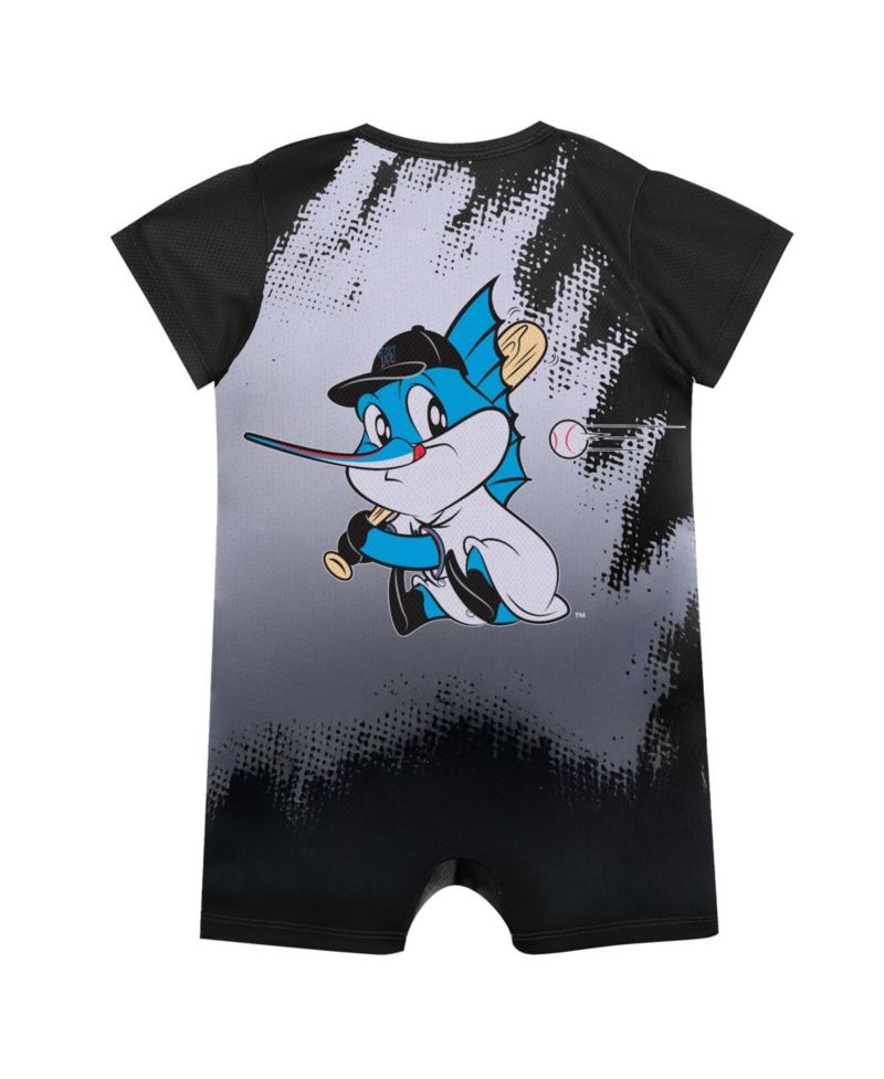 Baby Boys and Girls Black Miami Marlins Baby Mascot Bodysuit