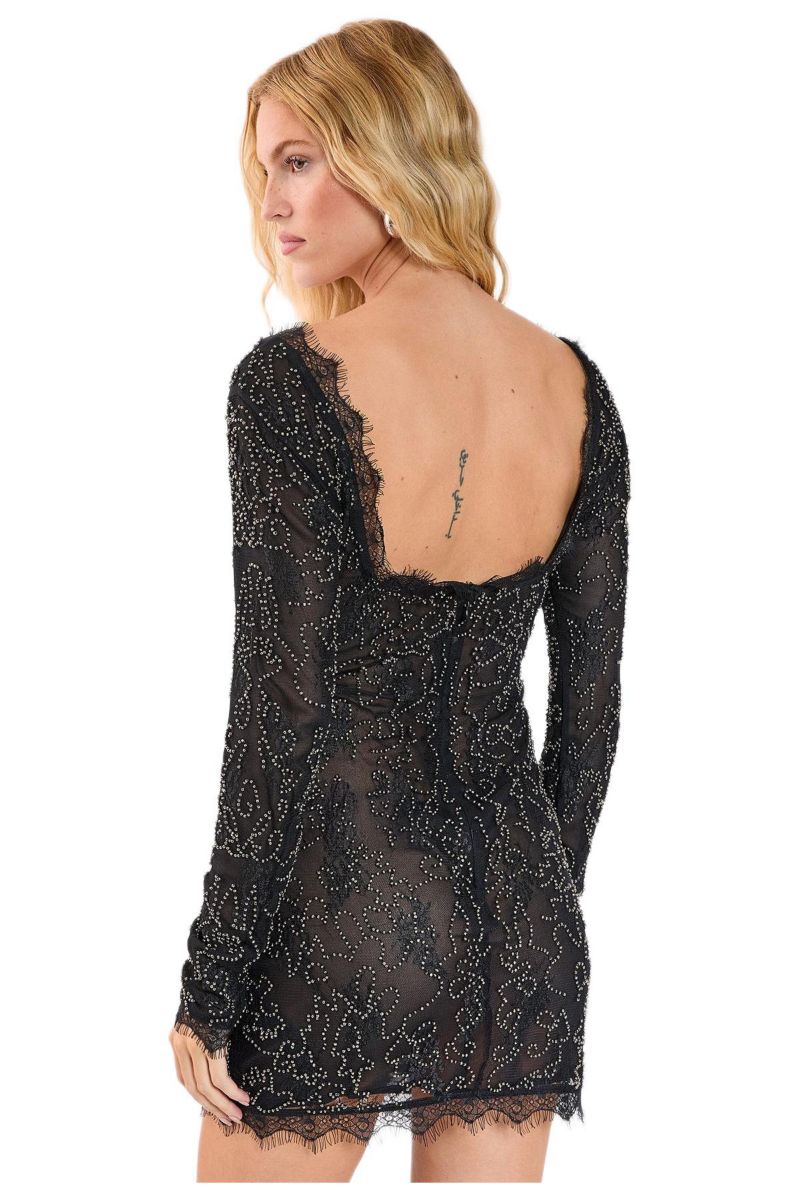 Women's Hand Embellished Lace Mini Dress