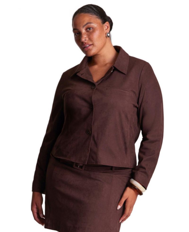 Plus Size Rowan Stretch Faux-Suede Jacket