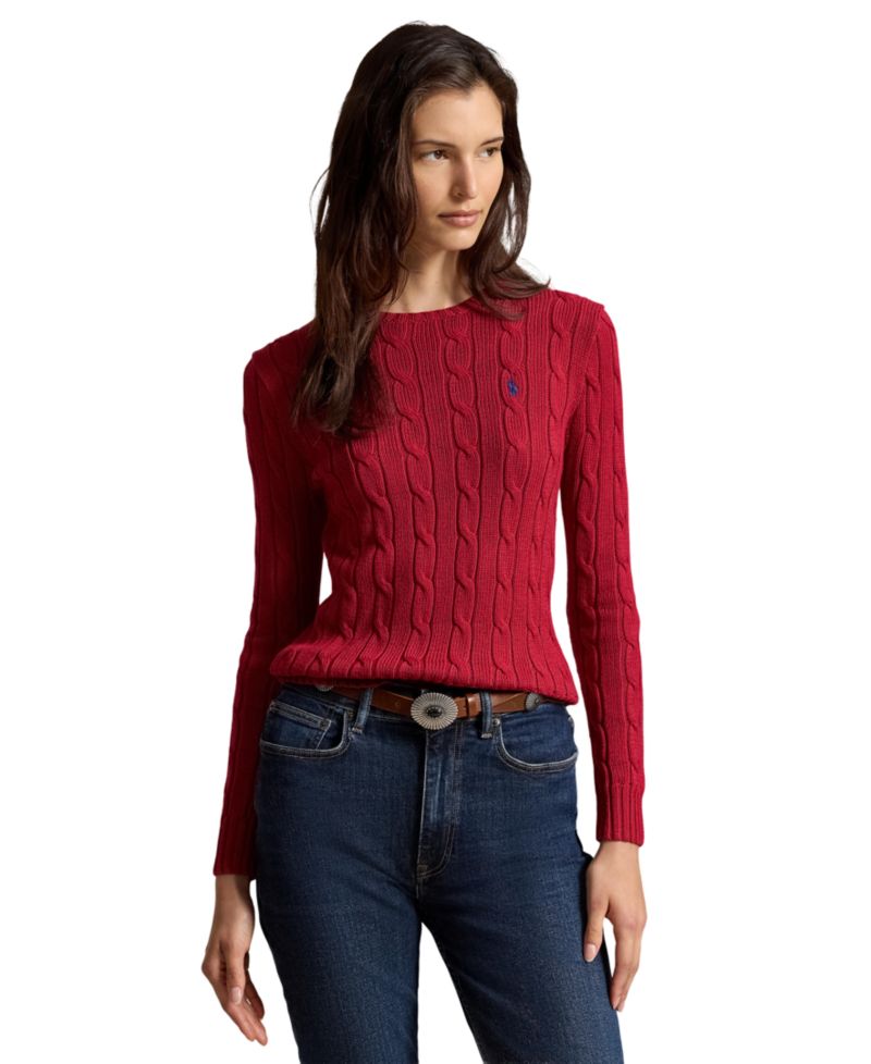 Women's Cable-Knit Cotton Crewneck Sweater