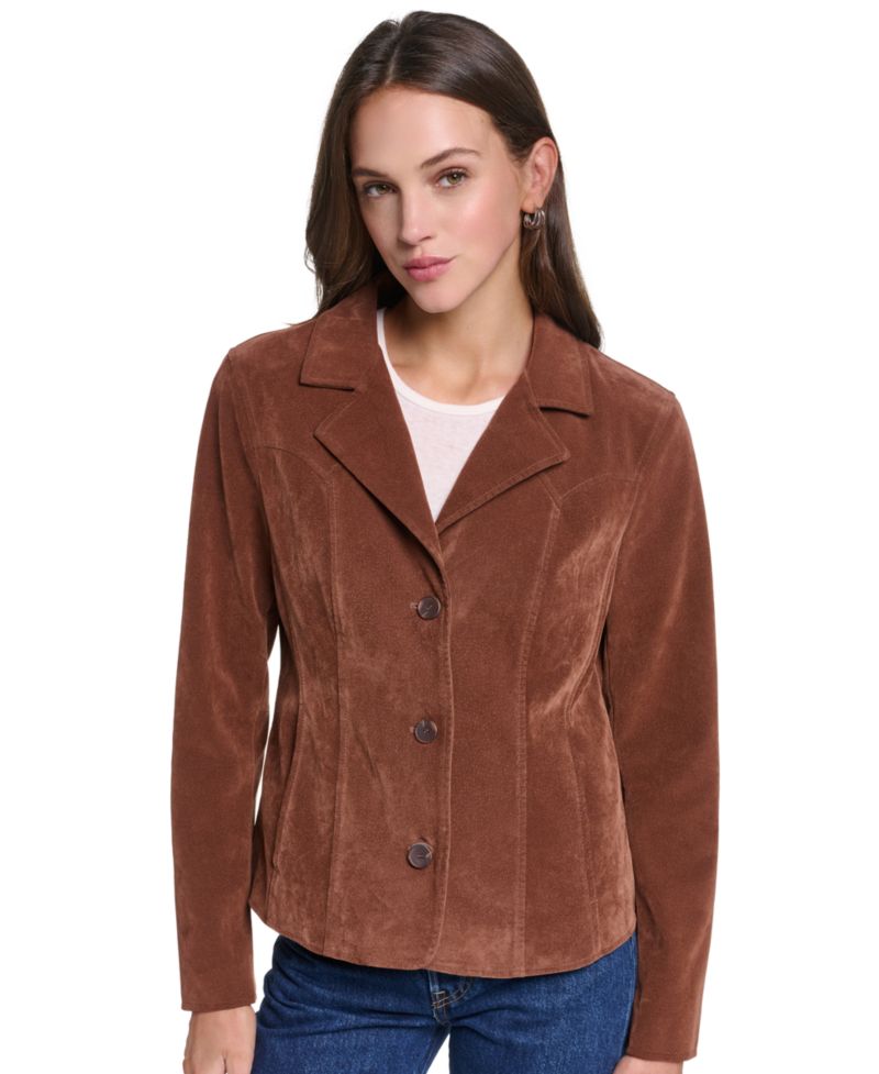Women's Fitted Faux Suede Blazer