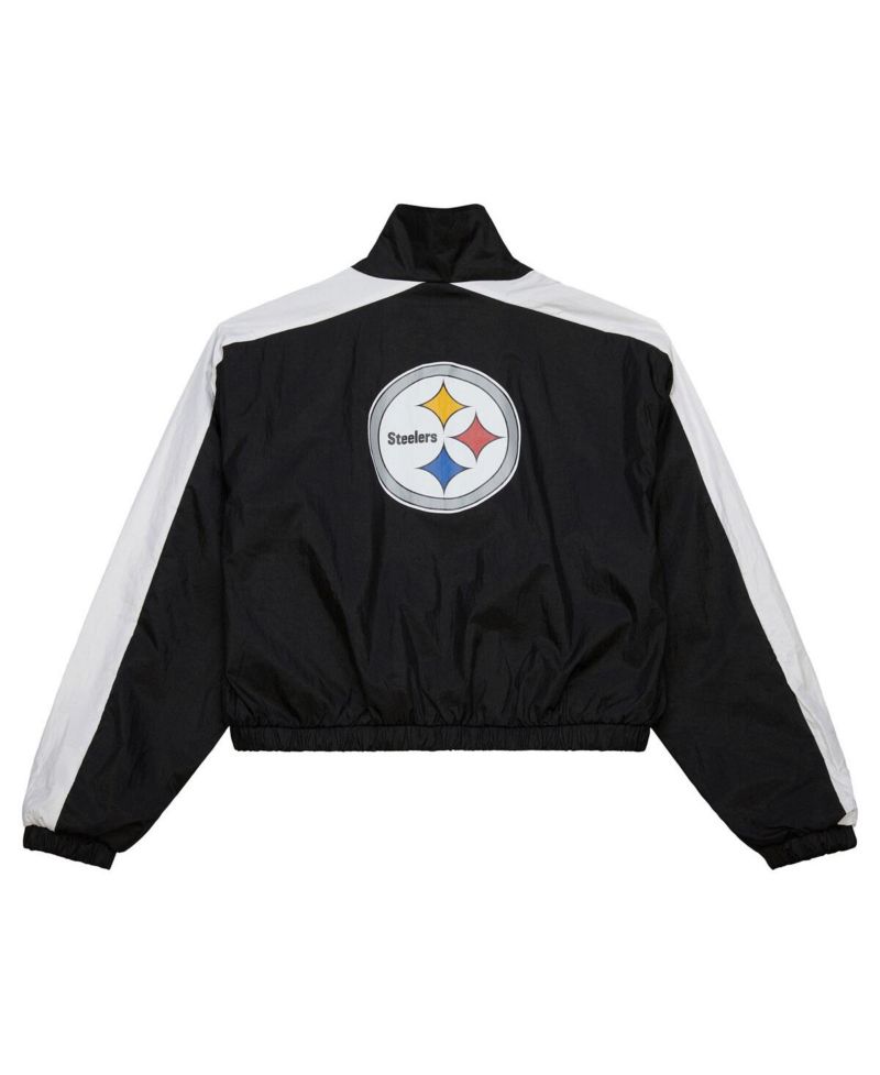 Women's Black Pittsburgh Steelers Nylon Cropped Full-Zip Jacket