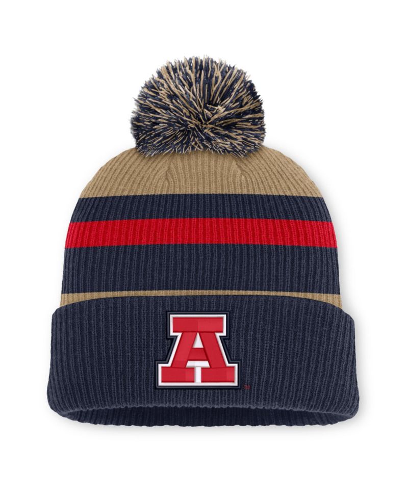 Men's and Women's Navy/Beige Arizona Wildcats Legacy Striped Cuffed Knit Hat with Pom