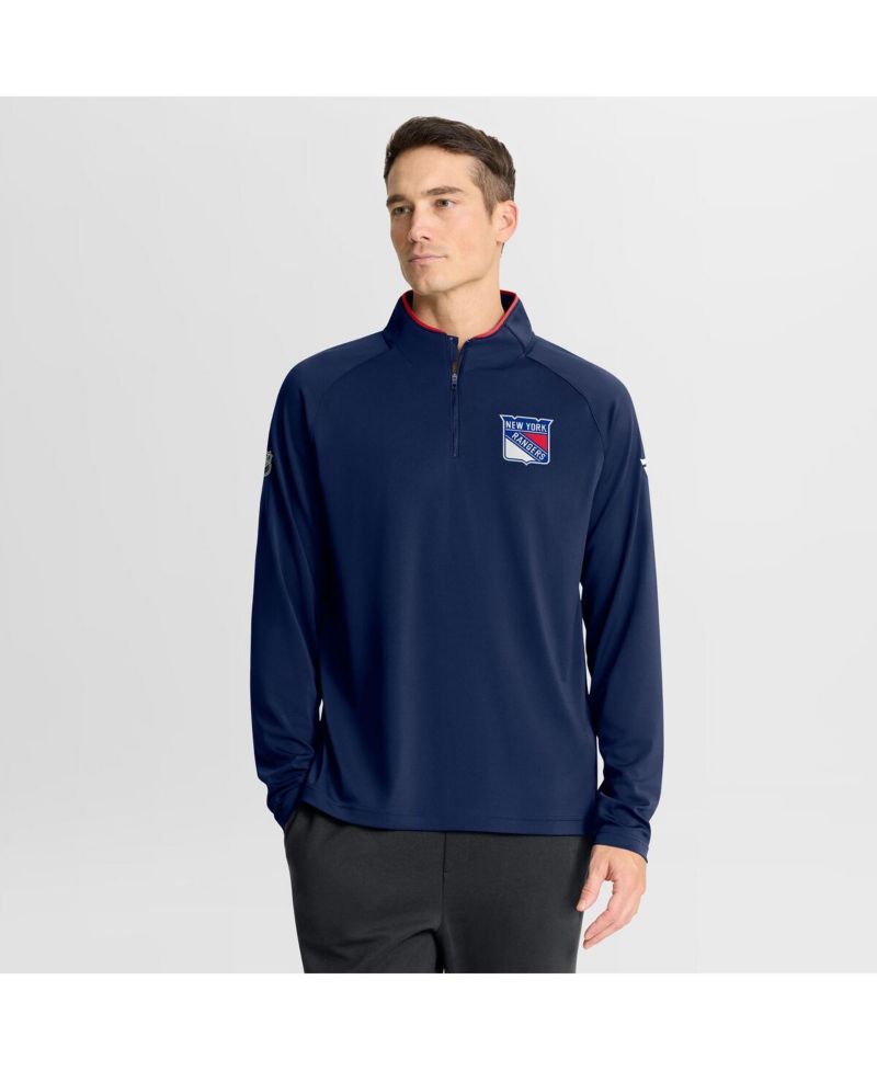Men's Navy New York Rangers Authentic Pro Rink Training Quarter-Zip Pullover Sweatshirt