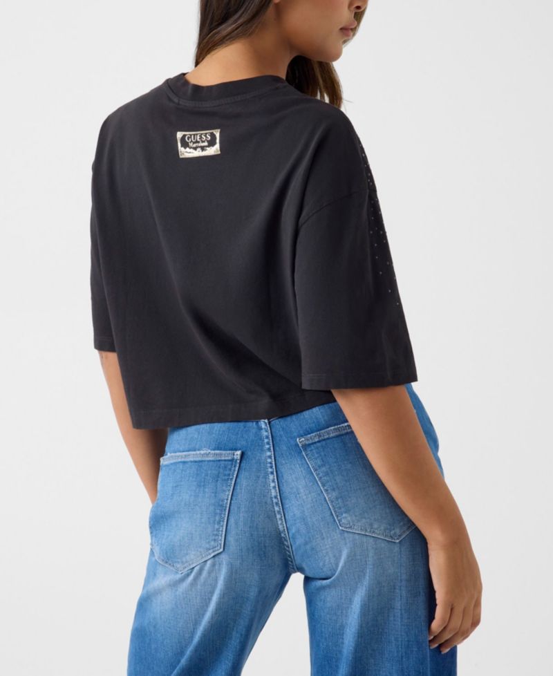 Women's Short-Sleeve Desert Rose Crop Oversize T-Shirt