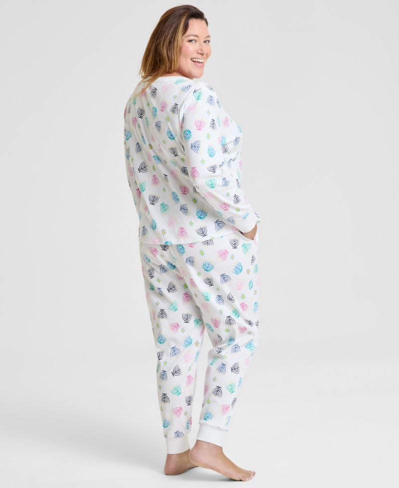 Plus Size Multi Menorah Cotton Pajama Set