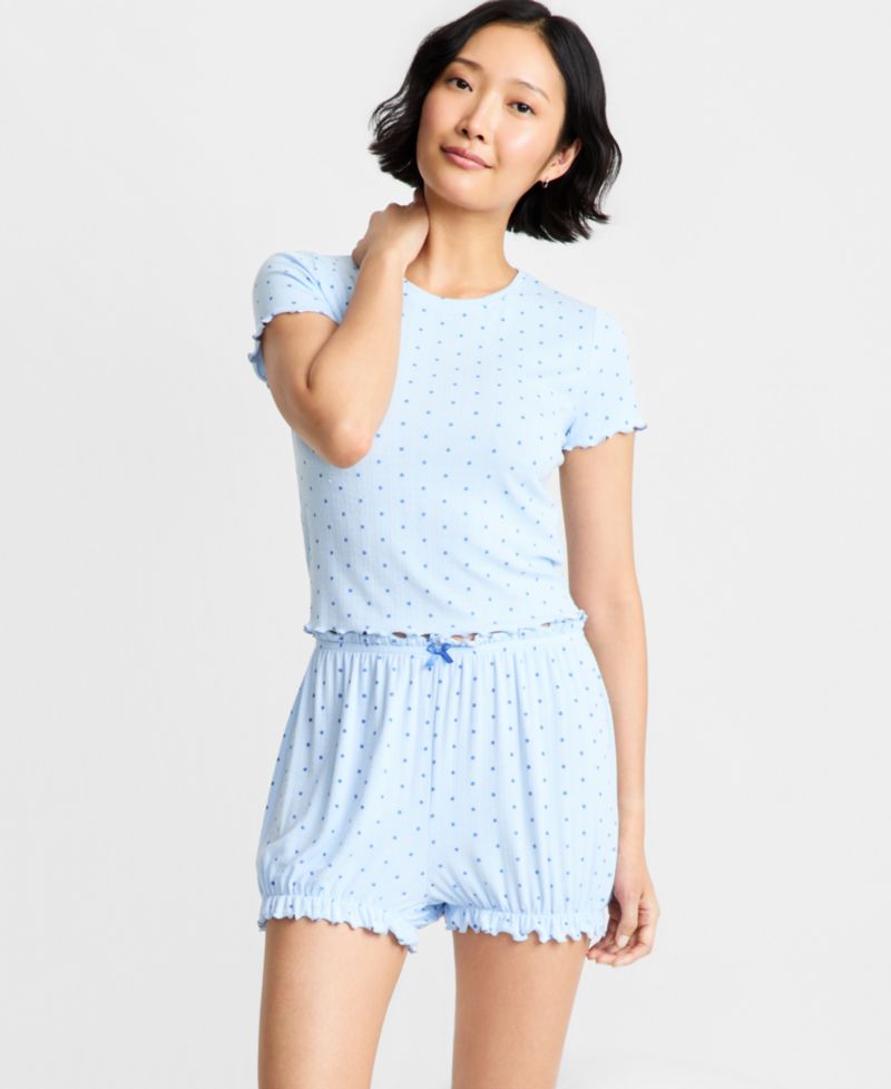 Women's Pointelle Top & Bloomer Shorts Pajamas, 2-Piece Set