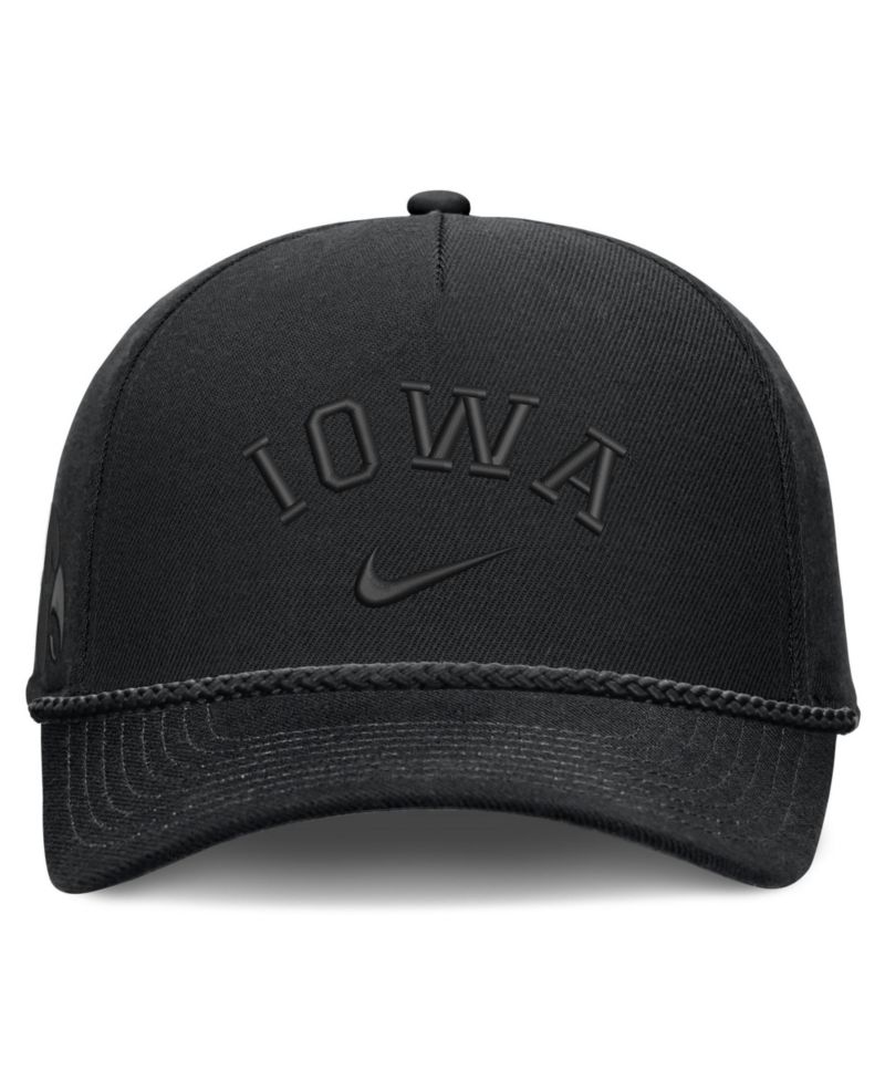 Men's and Women's Black Iowa Hawkeyes Campus Prep Tonal Rope Rise 5-Panel Adjustable Hat