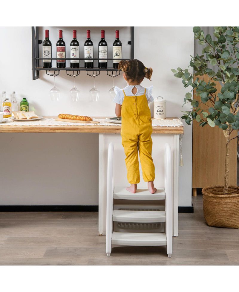 Kids 3-Step Stool with Safety Handles and Non-slip Pedals