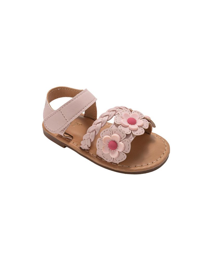 Big Girls Girl's Fashion Sandals – Dressy Shoes with Braided Detail and Flower Applique
