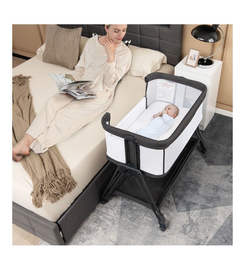 Portable Baby Bassinet Bedside Sleeper with 7 Height Adjustments