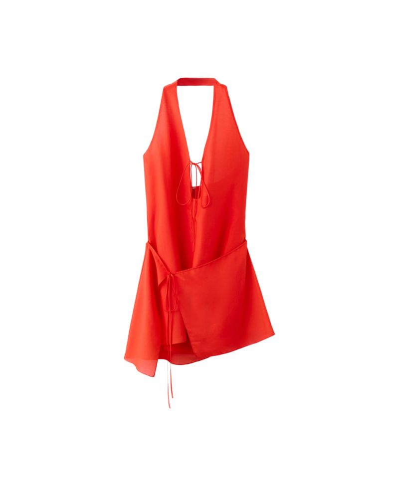 Women's Halter Bows Silk Overlay Dress