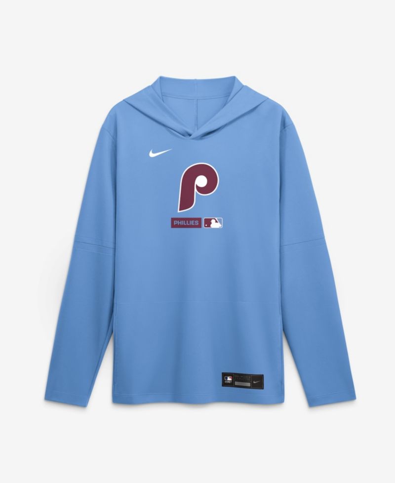 Men's Light Blue Philadelphia Phillies Authentic Collection Dri-FIT Long Sleeve Hoodie