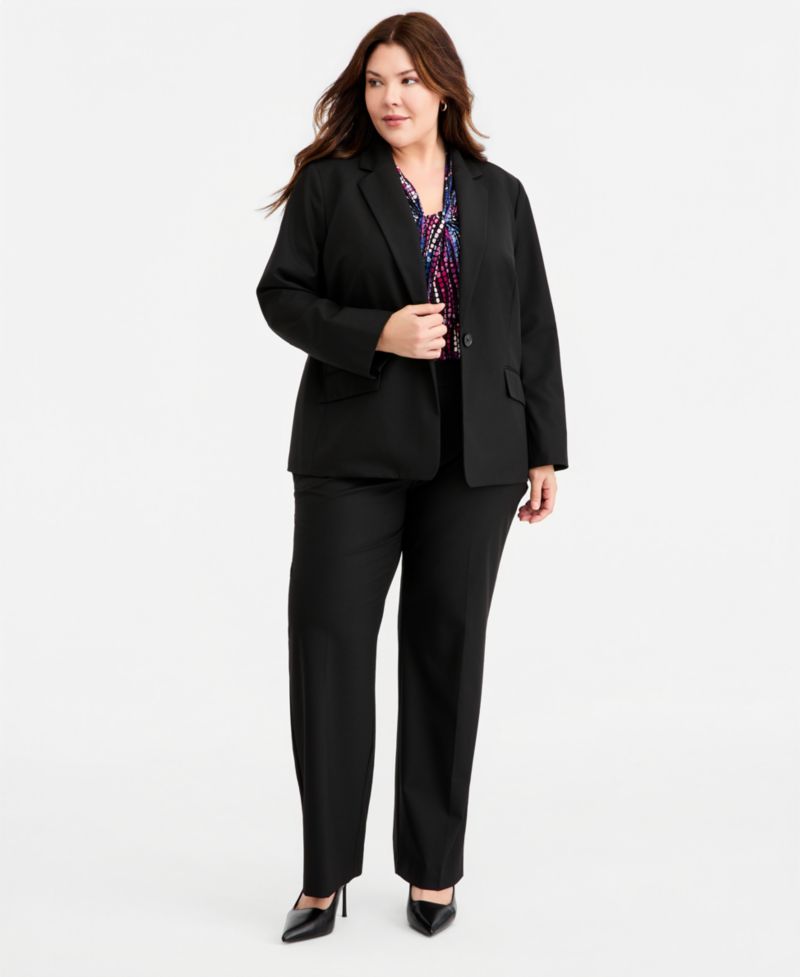 Plus Size Machine Washable One-Button Blazer