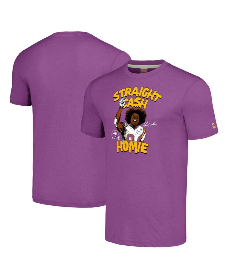 Men's and Women's Randy Moss Heathered Purple Minnesota Vikings Caricature Retired Player Tri-Blend T-Shirt