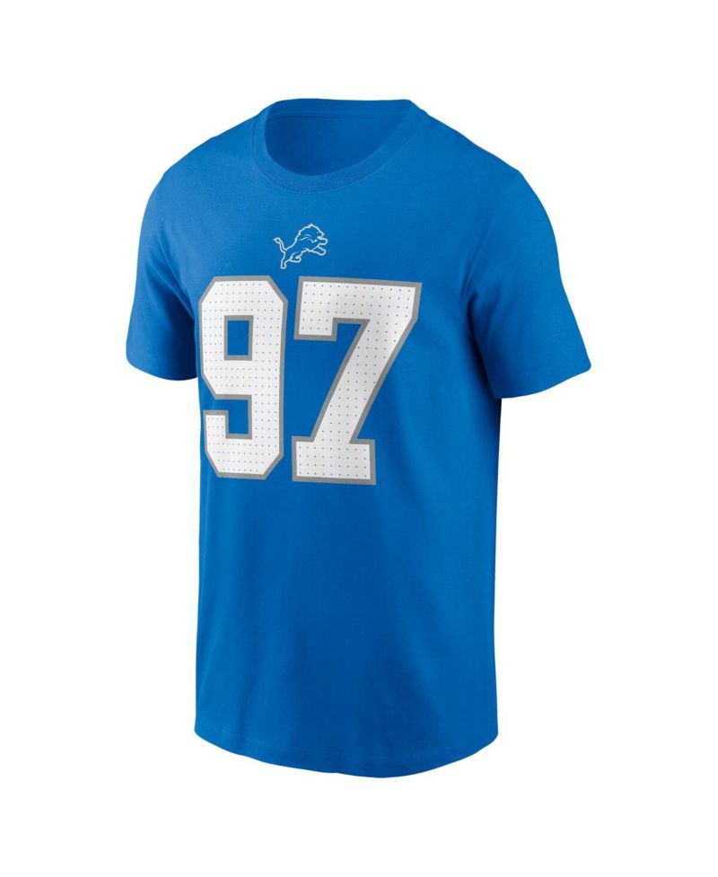 Big Boys and Girls Aidan Hutchinson Blue Detroit Lions Player Name & Number T-Shirt