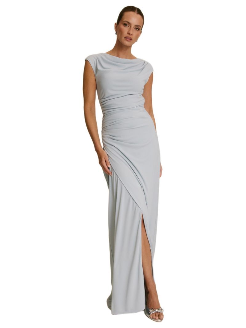 Women's Cowl Gathered Short Sleeve Bridesmaid