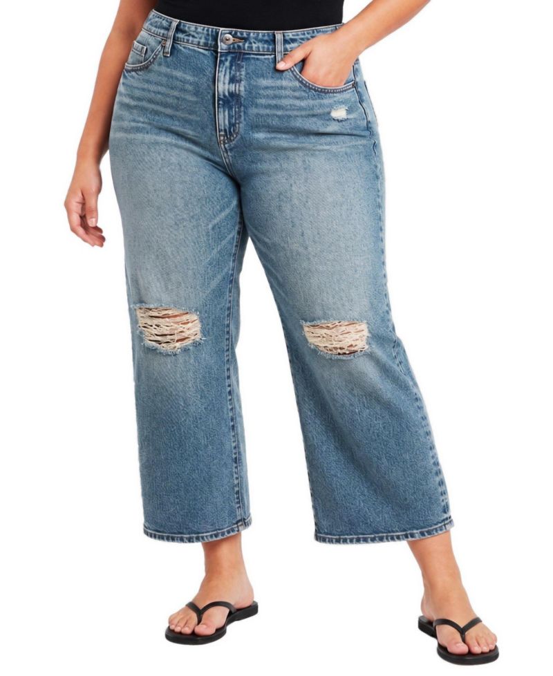 Plus Size High-Rise Straight Ankle Jeans