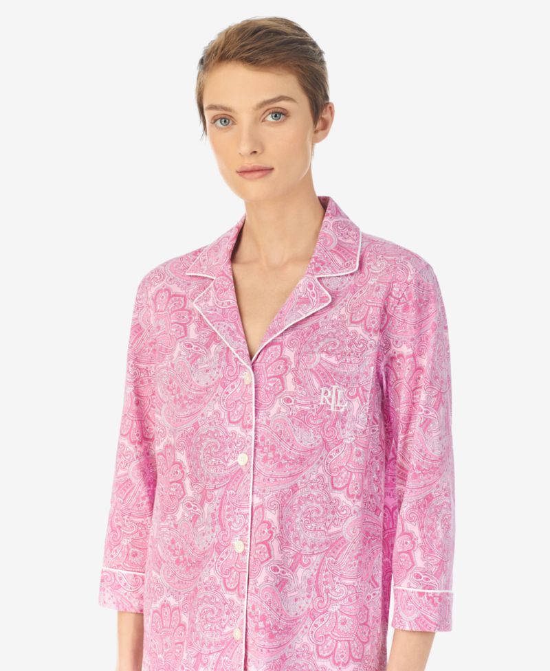 Plus Size Button-Front Top and Pants Pajama Set