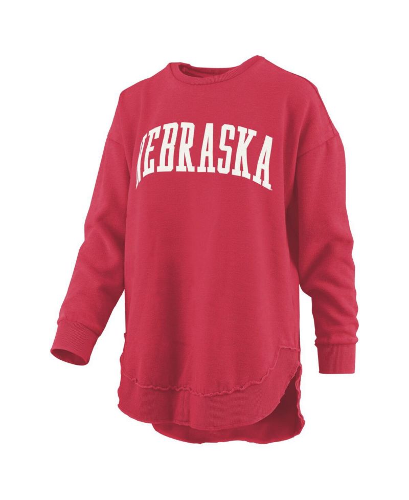 Women's Scarlet Nebraska Huskers M&eacute;lange Poncho Vintage Fleece Long Sleeve Pullover Sweatshirt