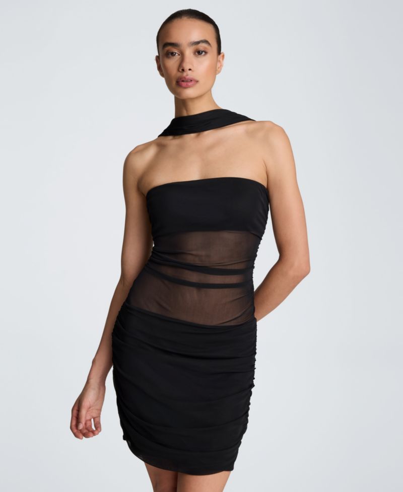 Women's Scarf Illusion Square Neck Mini Dress