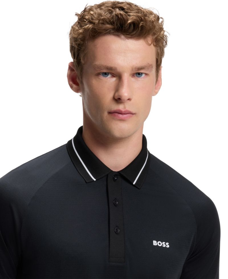 Men's Active Contrast Logo Slim-Fit Polo Shirt