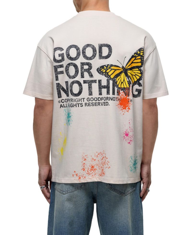 Men's Pigment Paint Cream T-shirt