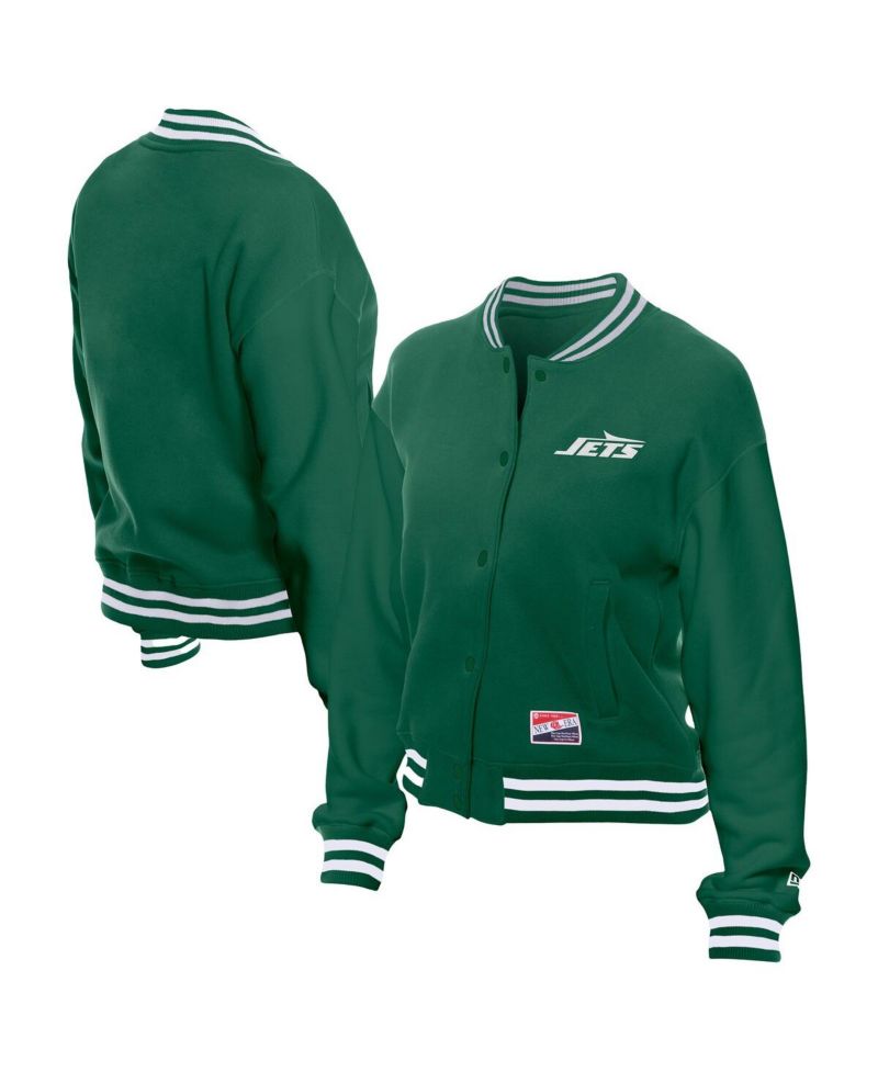 Women's Kelly Green New York Jets Throwback Fleece Full-Snap Jacket