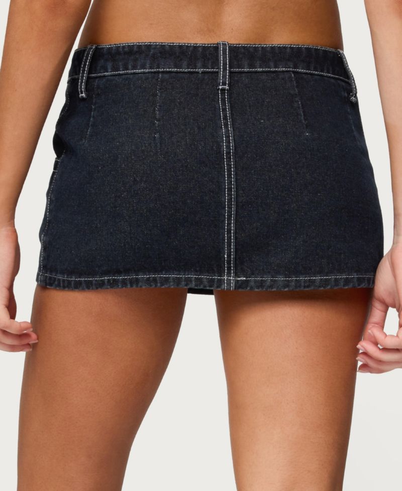 Women's Jakari Contrast Stitch Denim Mini Skort