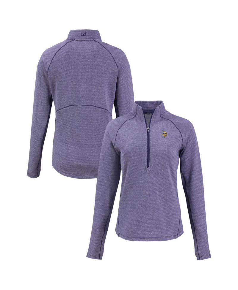 Women's Heather Purple Minnesota Vikings Peshastin Eco Fleece Tri-Blend Raglan Half-Zip Jacket