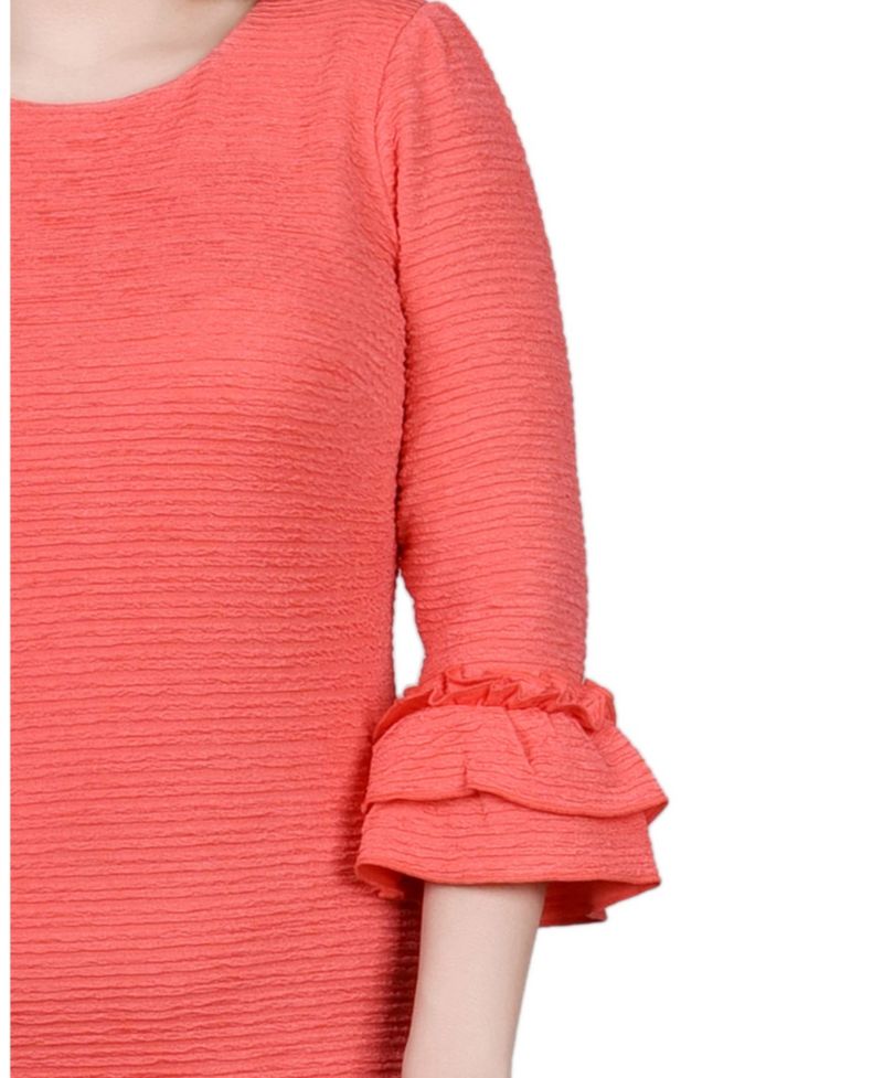 Petite 3/4 Sleeve Textured Knit Dress
