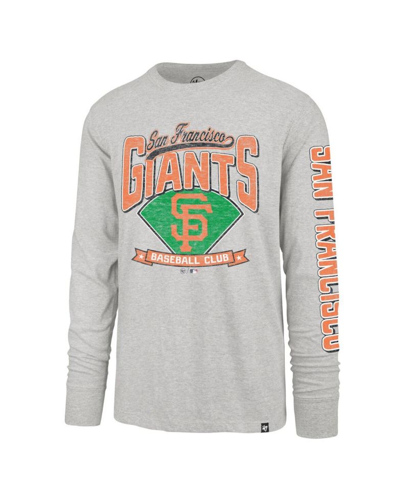 47 Brand Men's Gray San Francisco Giants Big & Tall Distressed Franklin Long Sleeve T-Shirt