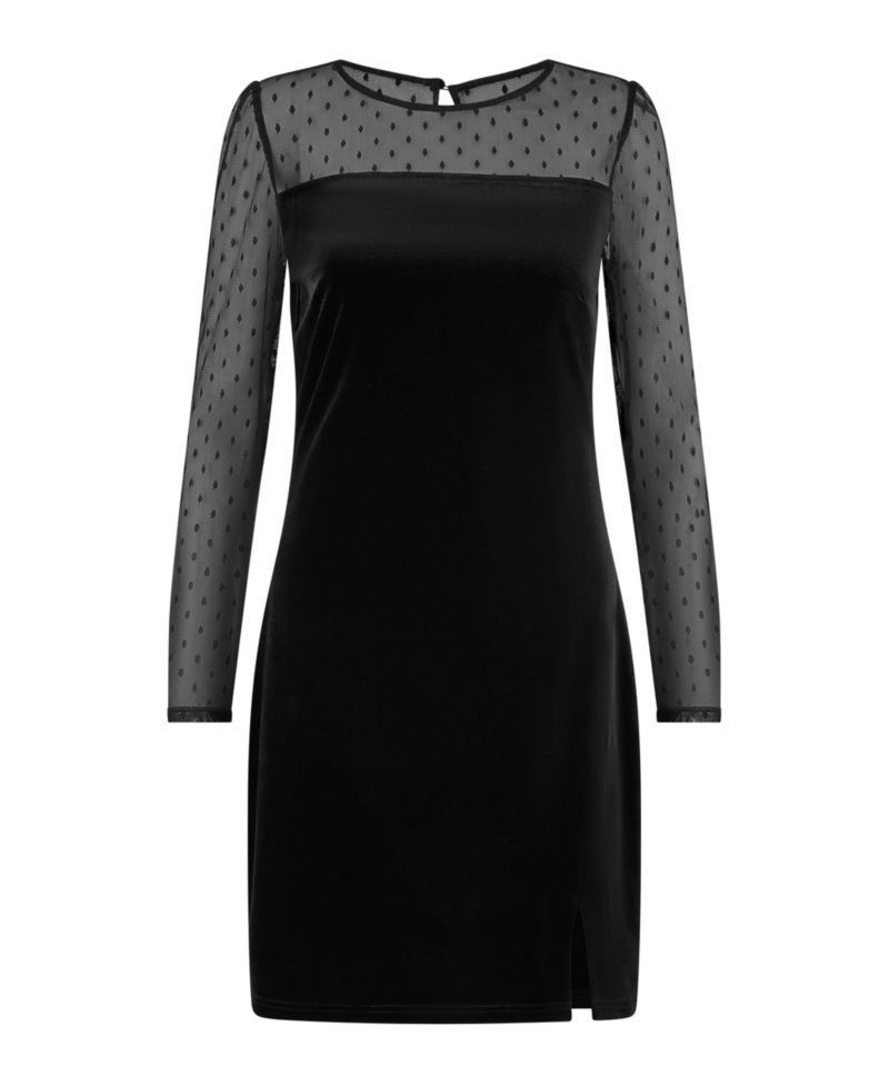 Women's Velvet Sheer Sleeved Mini Dress