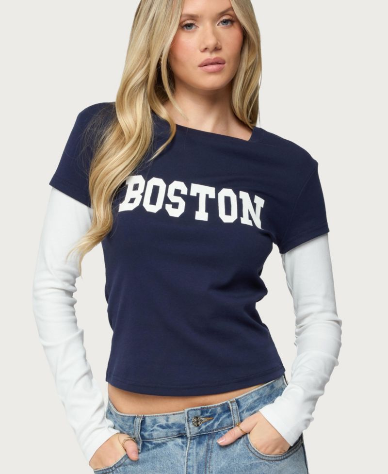 Women's Boston Layered Long Sleeve T Shirt