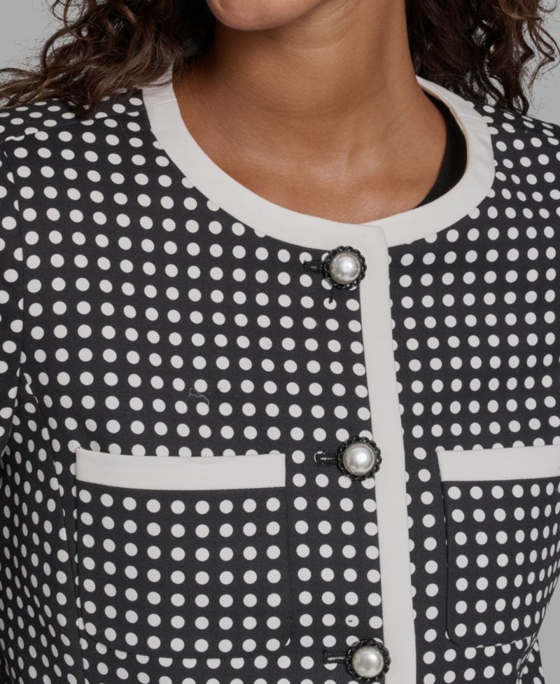 Women's Cotton-Blend Polka Dot Cropped Woven Jacket