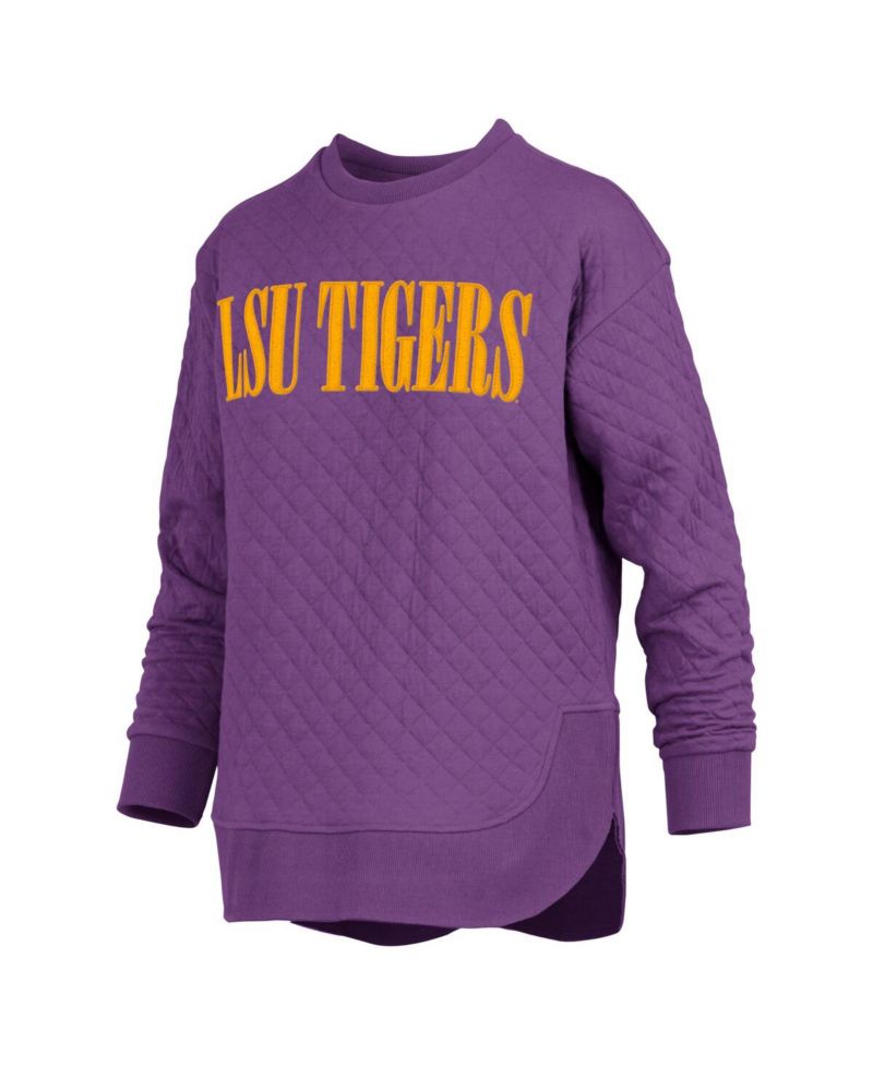 Women's Purple LSU Tigers Quilted Long Sleeve Pullover Sweatshirt