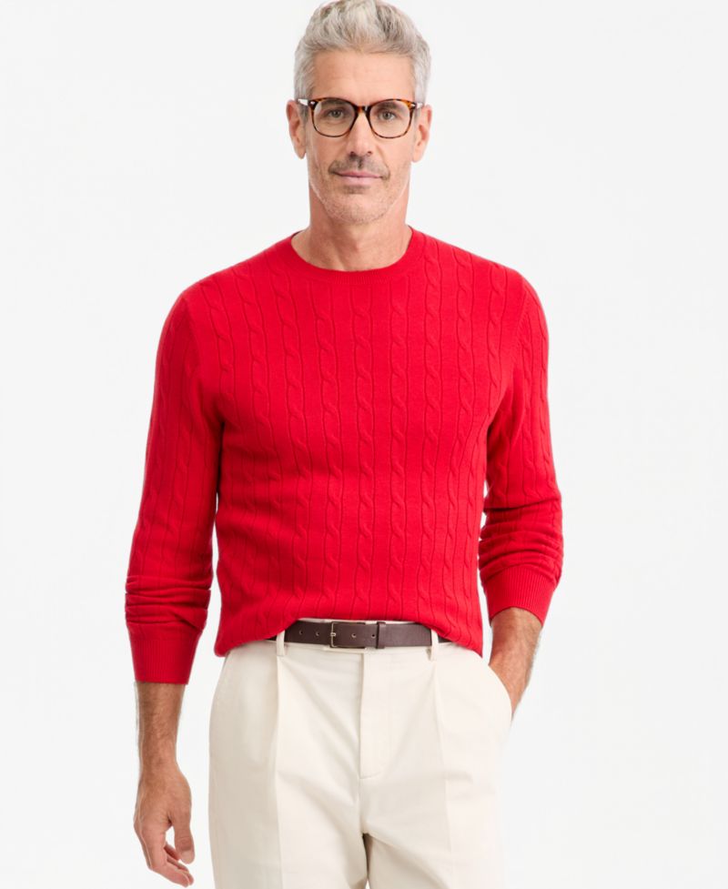 Men's Cable-Knit Crewneck Sweater, Macy's Exclusive